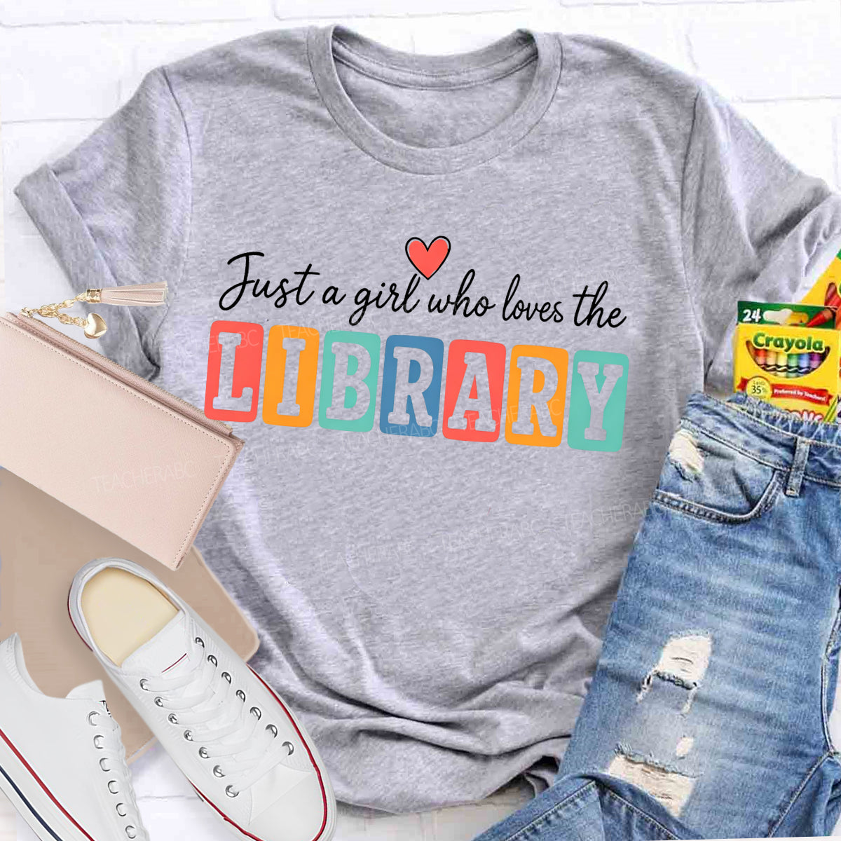 Just A Girl Who Loves The Library Colorful Block T-shirt
