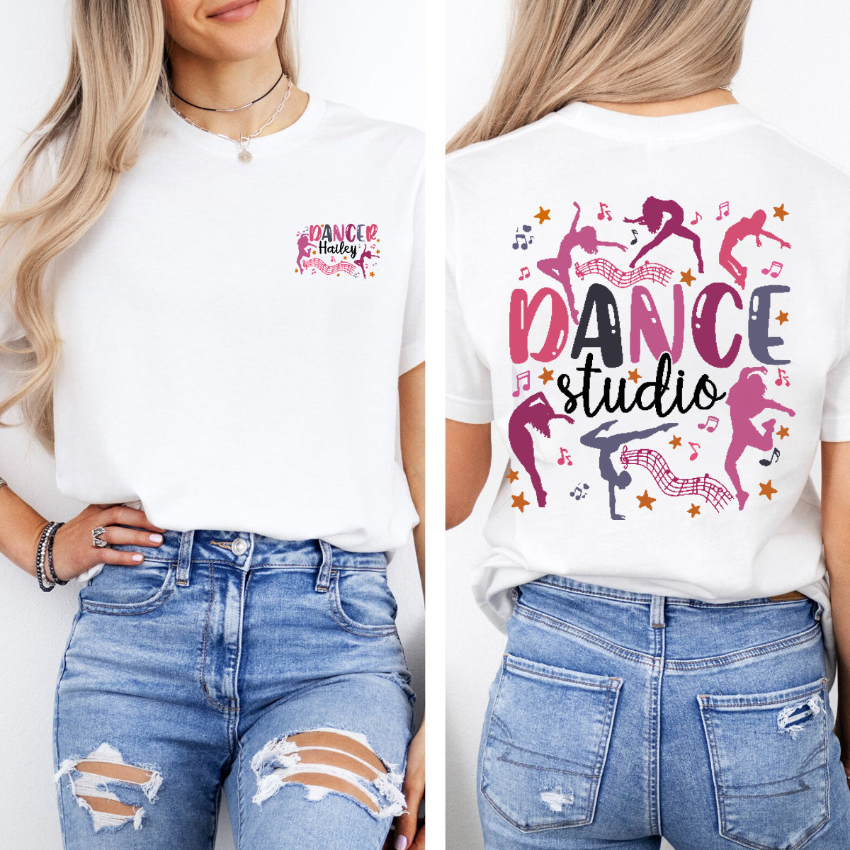 Personalized Name Dance Studio Double Printed T-shirt