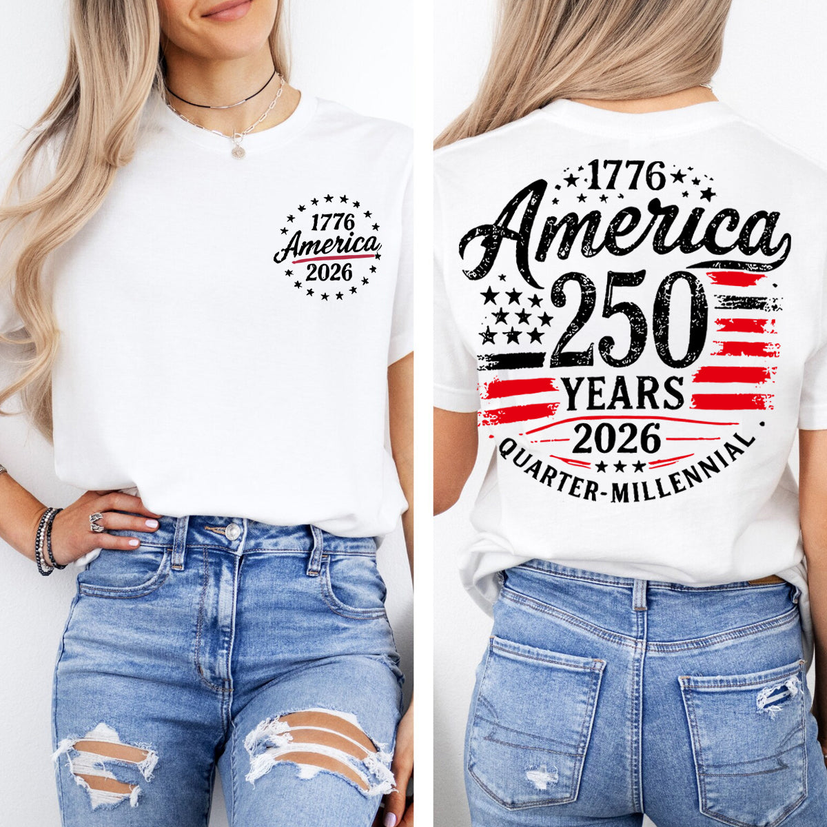 America 250 Years Double Printed T-shirt