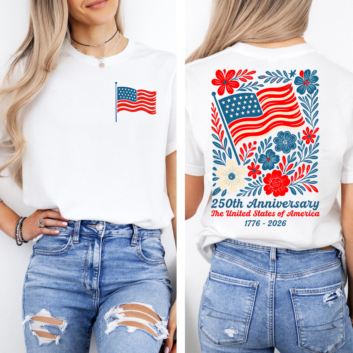 250th Anniversary The United States Of America Double Printed T-shirt