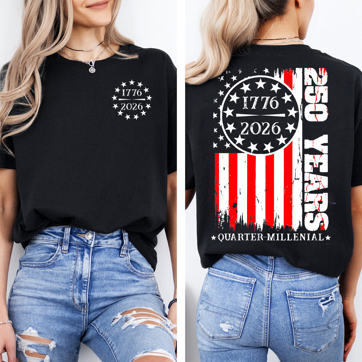 250 Years Quarter-Millennial Double Printed T-shirt
