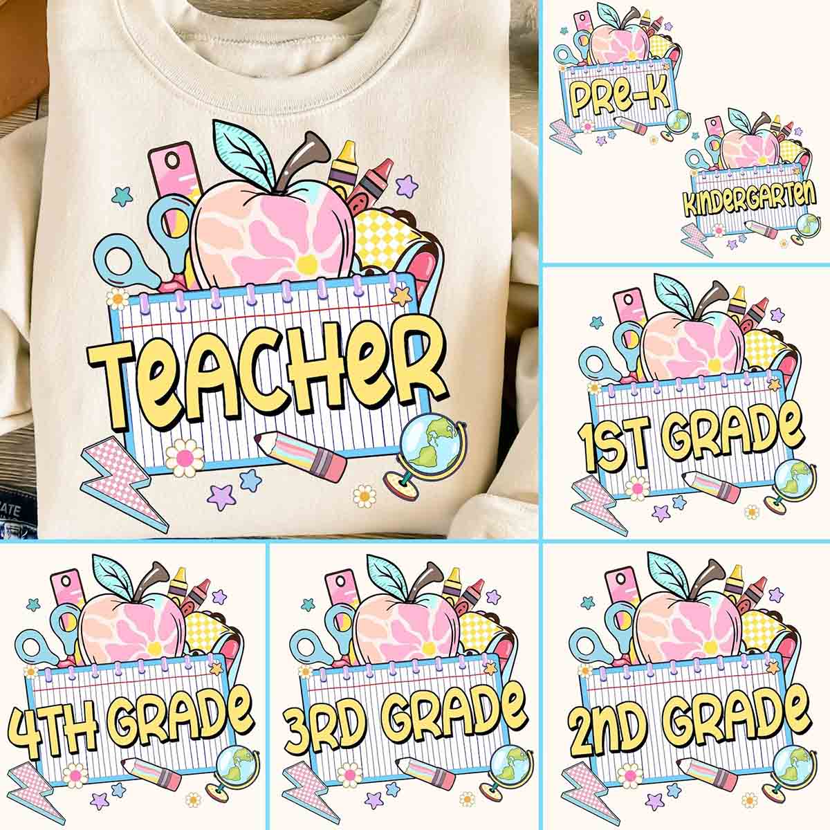 Personalized Grade Teacher Books Apple T-Shirt