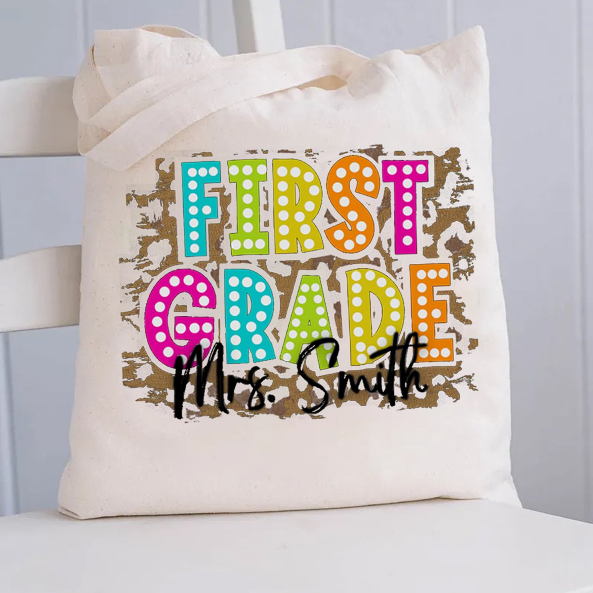 Personalized Grade And Name Shopping Tote Bag