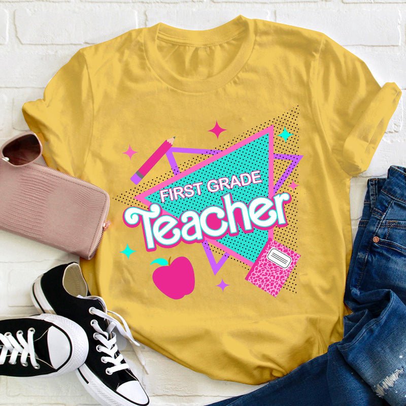 Personalized Grade Shining Triangle Teacher T-Shirt