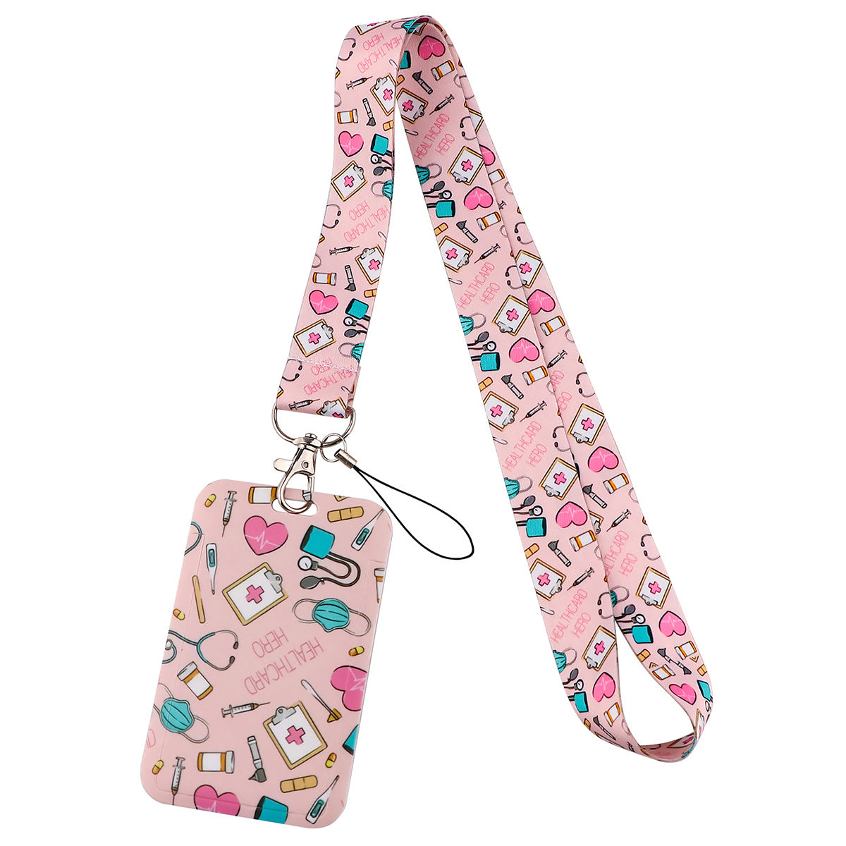 Pink Doctor And Nurse Phone Strap Card Holder