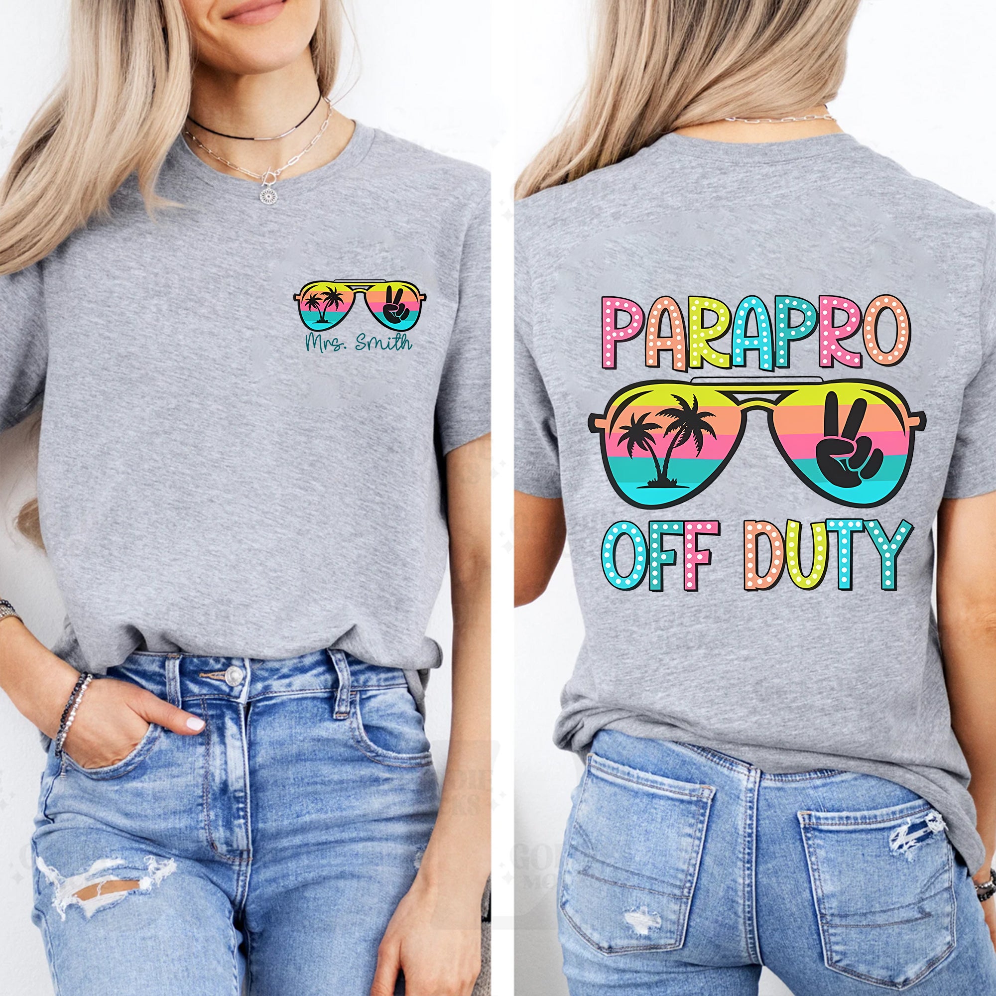Personalized Name Parapro Off Duty Last Day Of School Double Printed T-shirt
