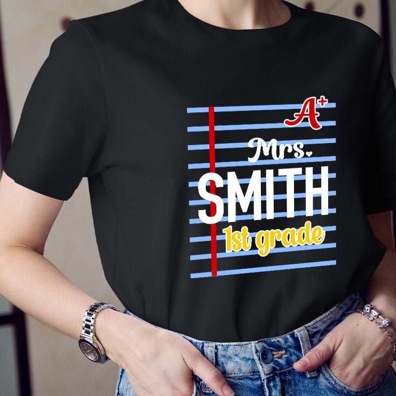 Personalized Name And Grade A Teacher T-Shirt
