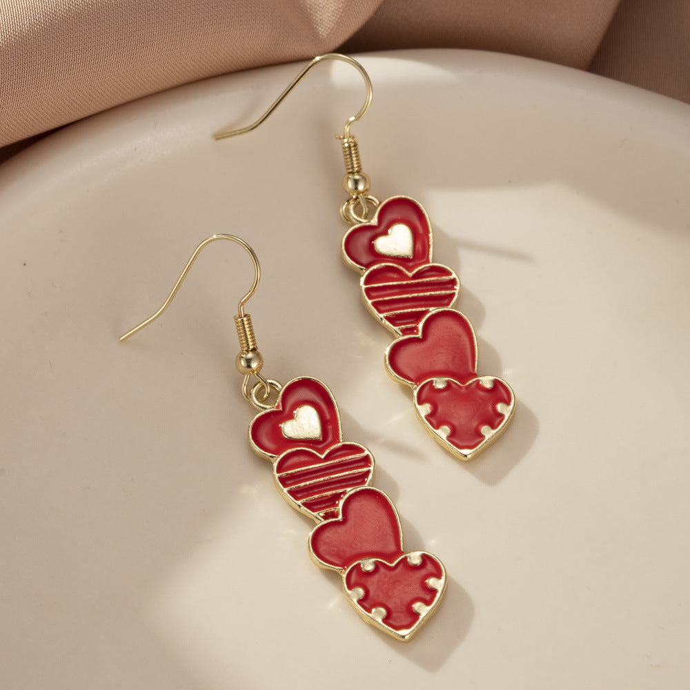Red Love Heart Valentine's Day Earrings