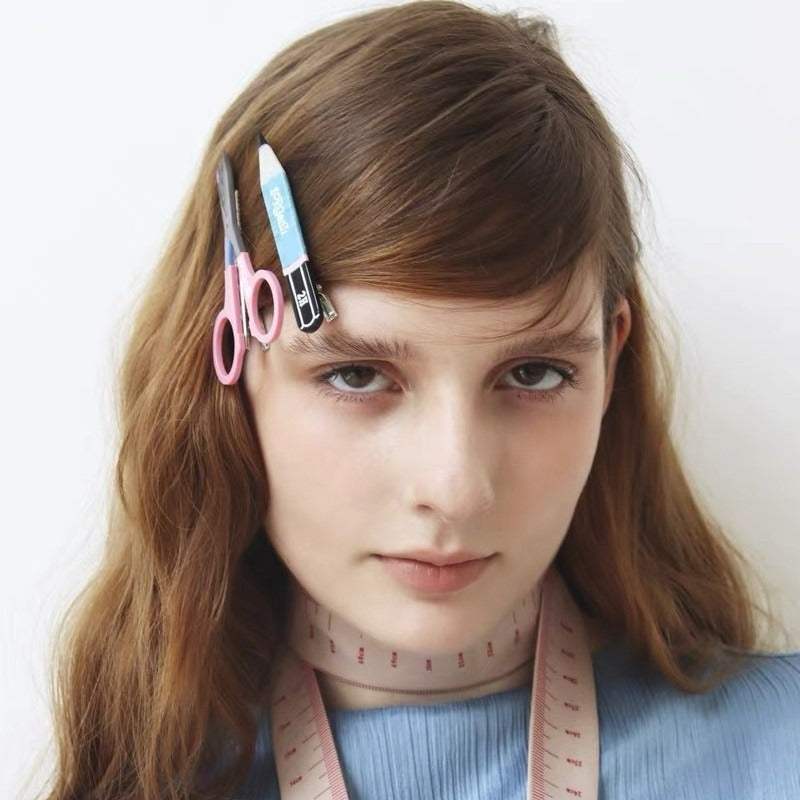 Childlike Pencil Scissors Cute Hairpin