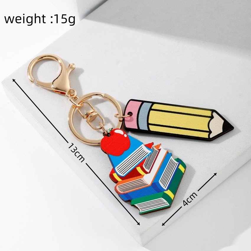 Rainbow Wooden Plaque Tassel Keychain