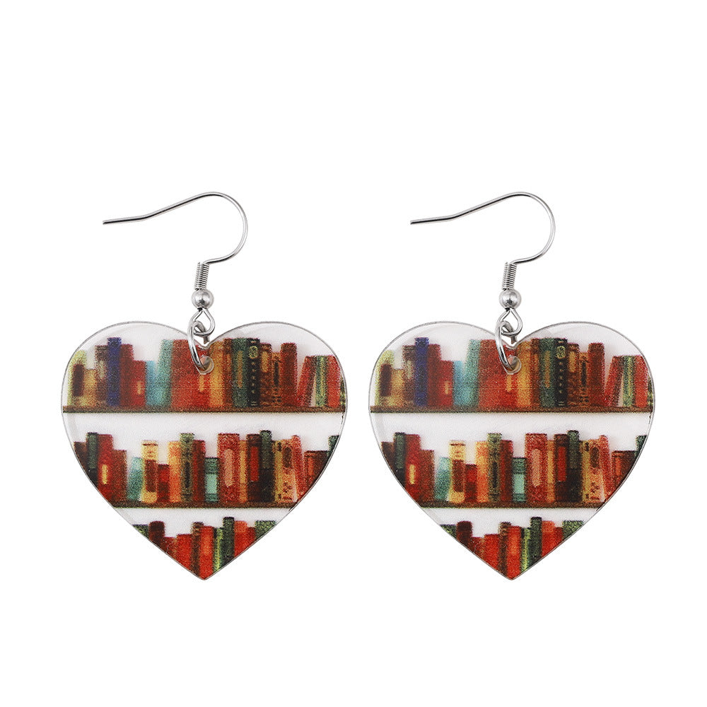 Library Bookshelf Transparent Earrings