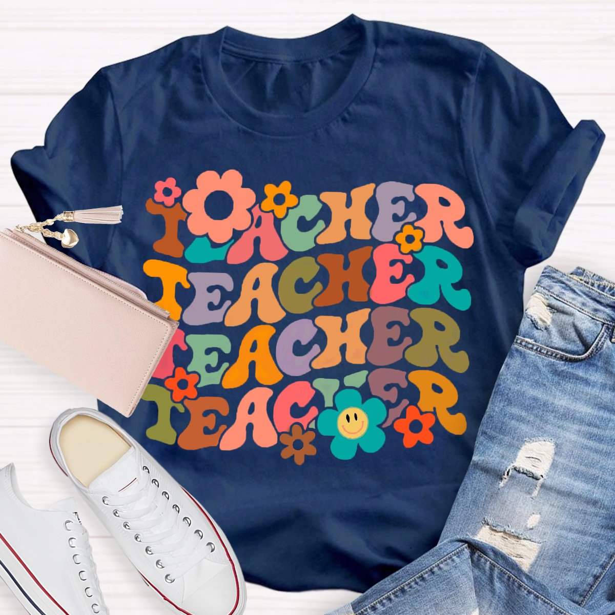 Floral Graphic Designs Teacher T-Shirt