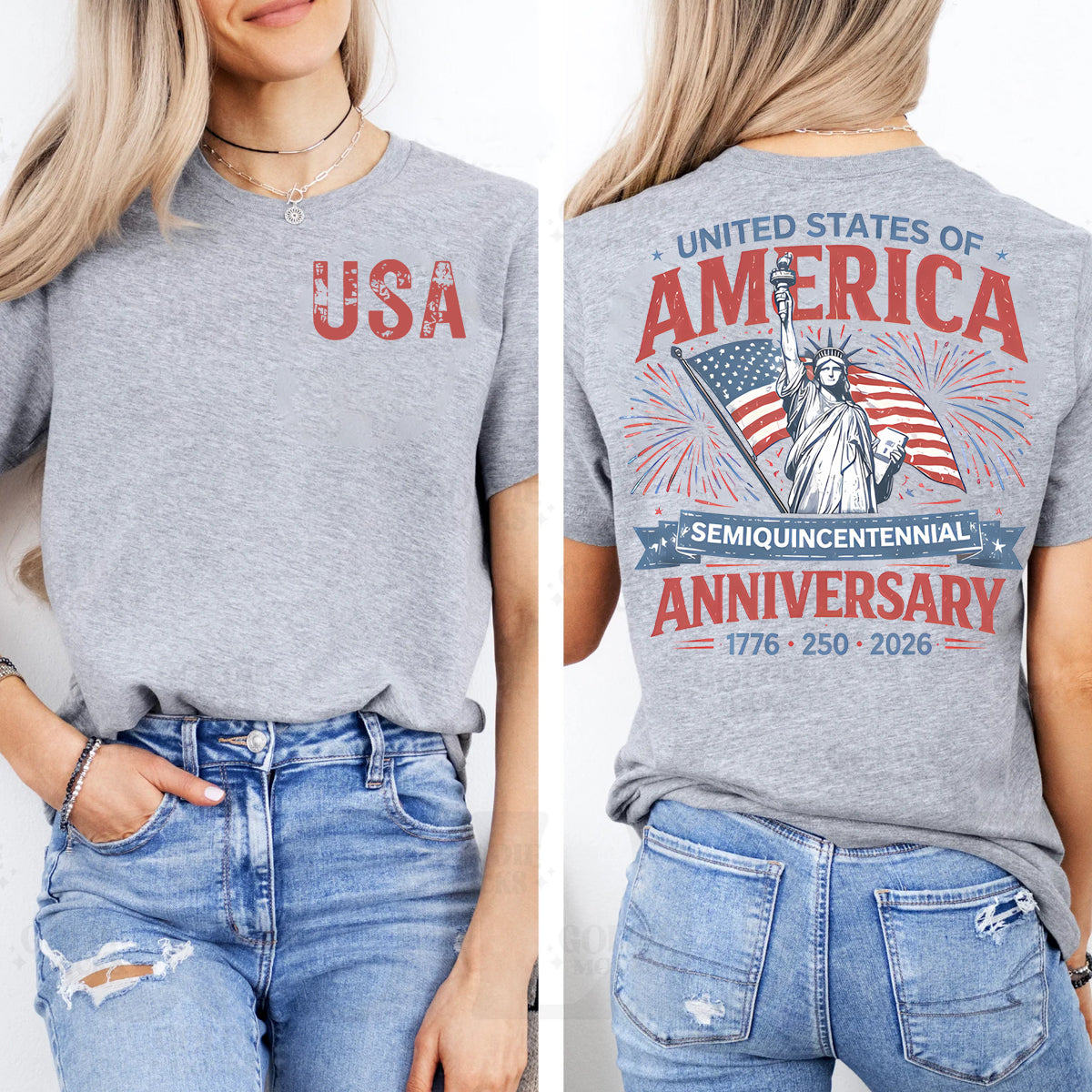 United States Of America Double Printed T-shirt