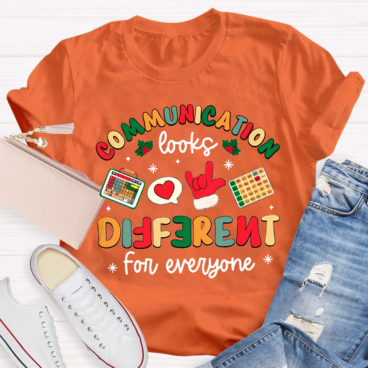 Communication Looks Different For Everyone Merry Christmas T-shirt