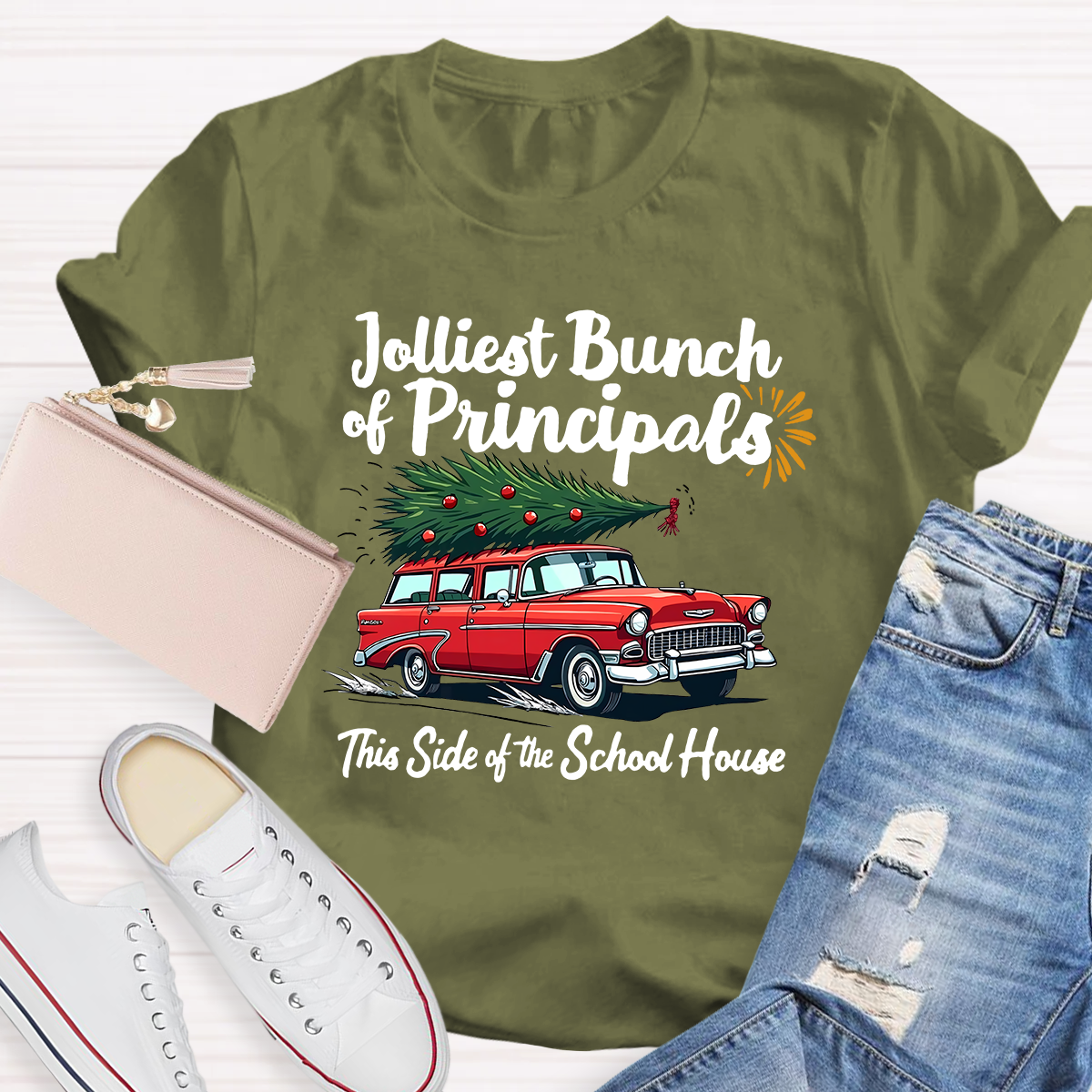Jolliest Bunch Of Principals This Side Of The School House Christmas T-shirt