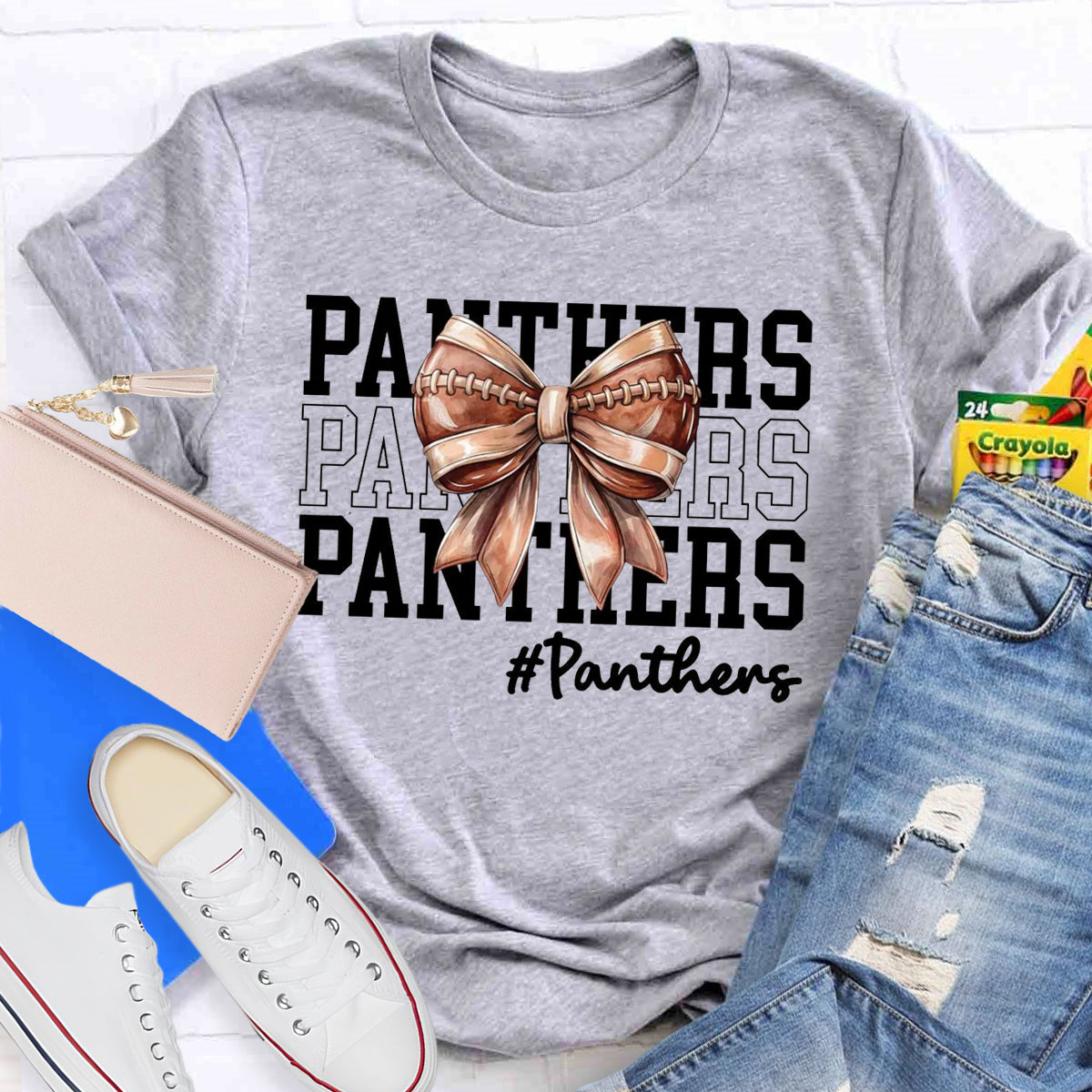 Cheer Mascot Panthers Bow T-Shirt