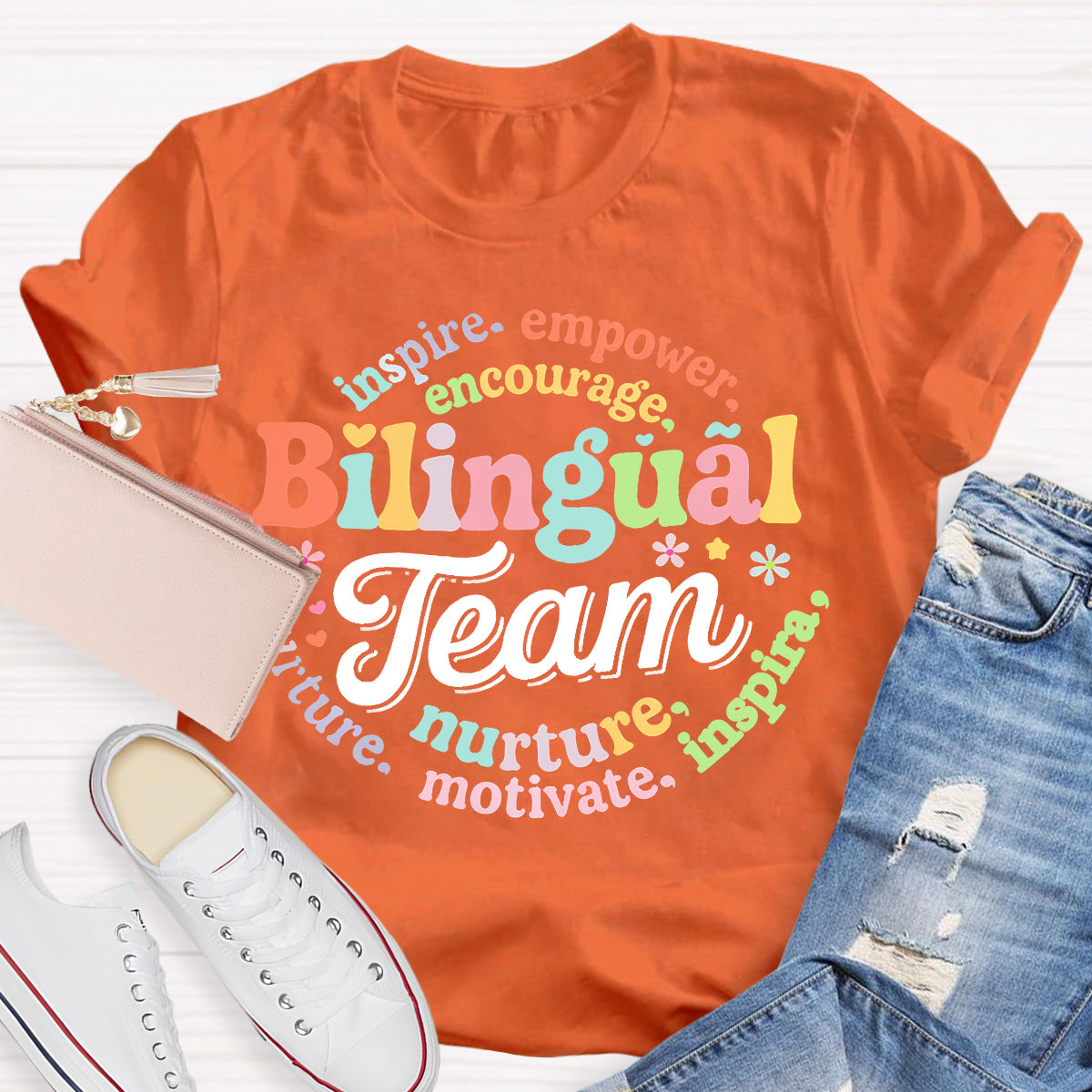 Bilingual Team Inspire Empower Encourage Nurture Motivate T-shirt