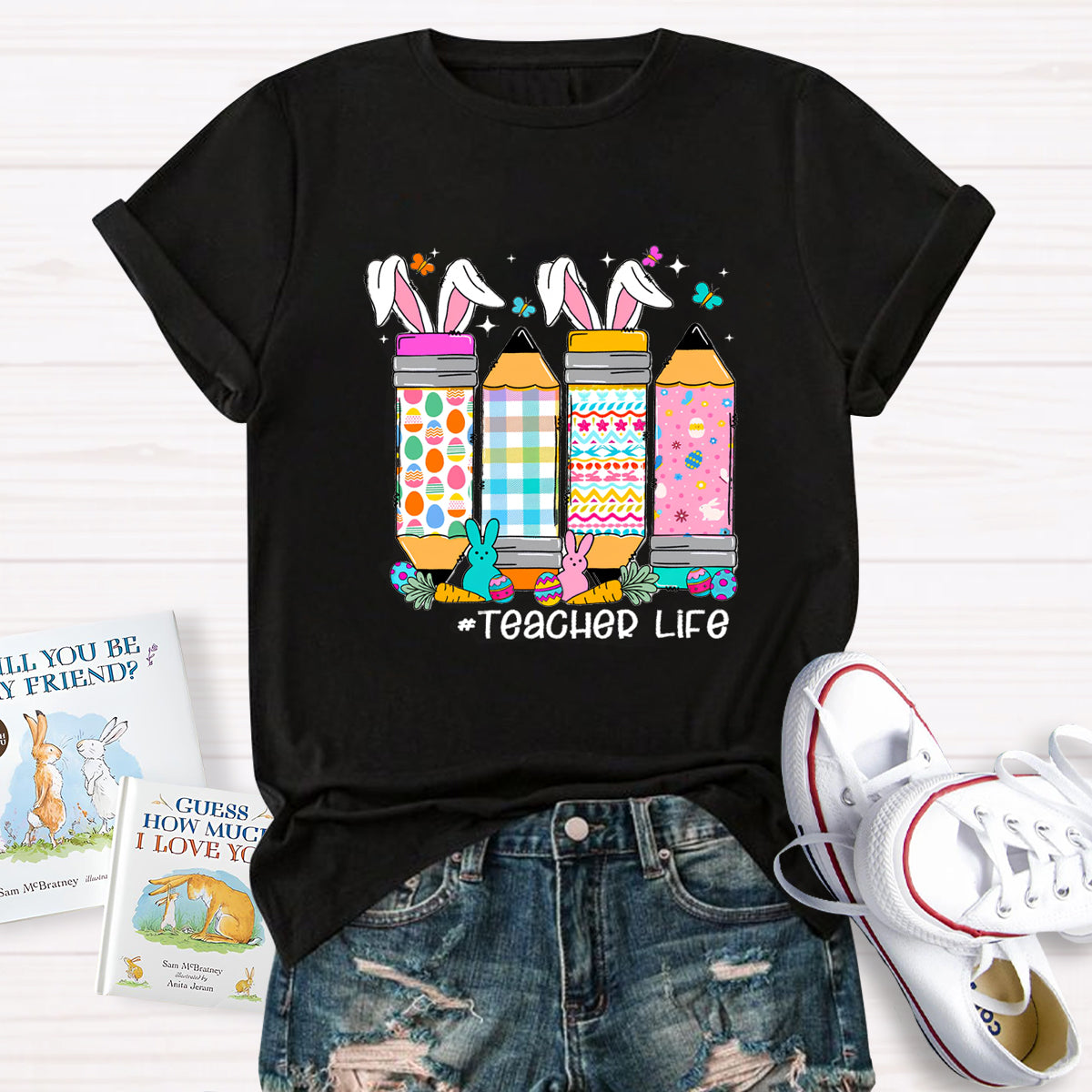 Easter Happy Life Teacher T-Shirt
