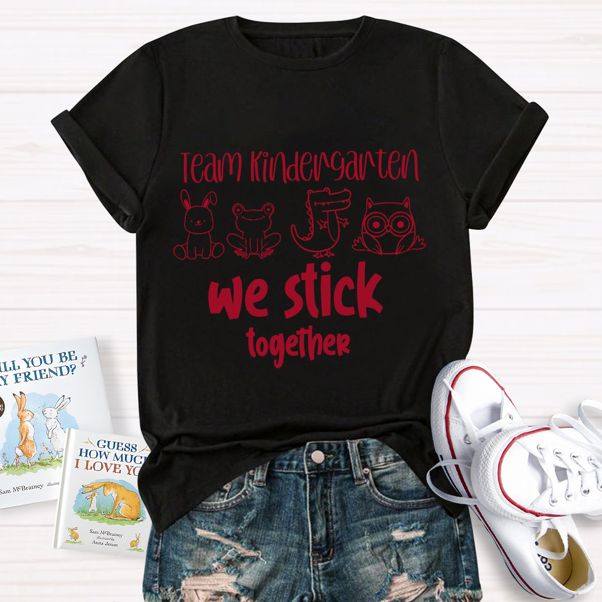 Personalized Grade Kindergarten Team We Stick Together T-Shirt