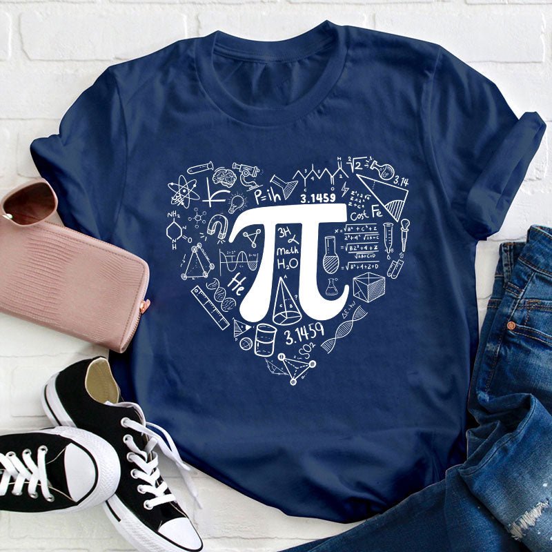 Pi Day Math Heart Teacher T-Shirt