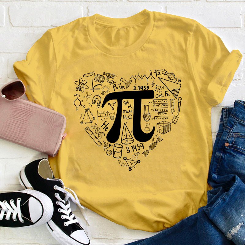 Pi Day Math Heart Teacher T-Shirt