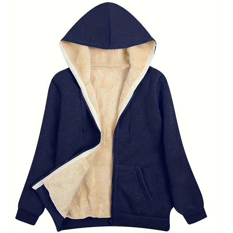Cozy Plush Hooded Sweatshirt Jacket for Women