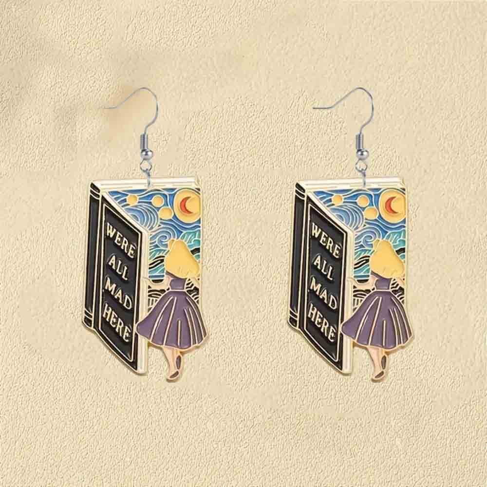 Art fairy tale book earrings