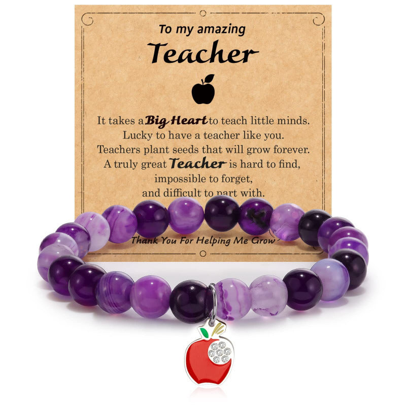 Handwoven Apple Diamond Pendant Bracelet