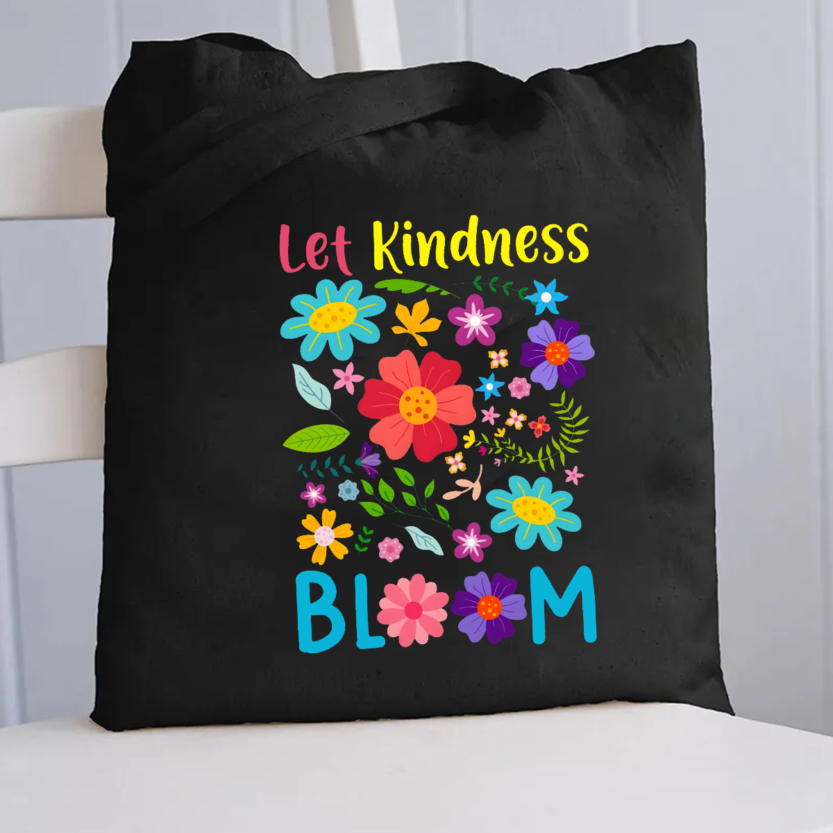 Let Kindness Bloom Floral Canvas Tote Bag