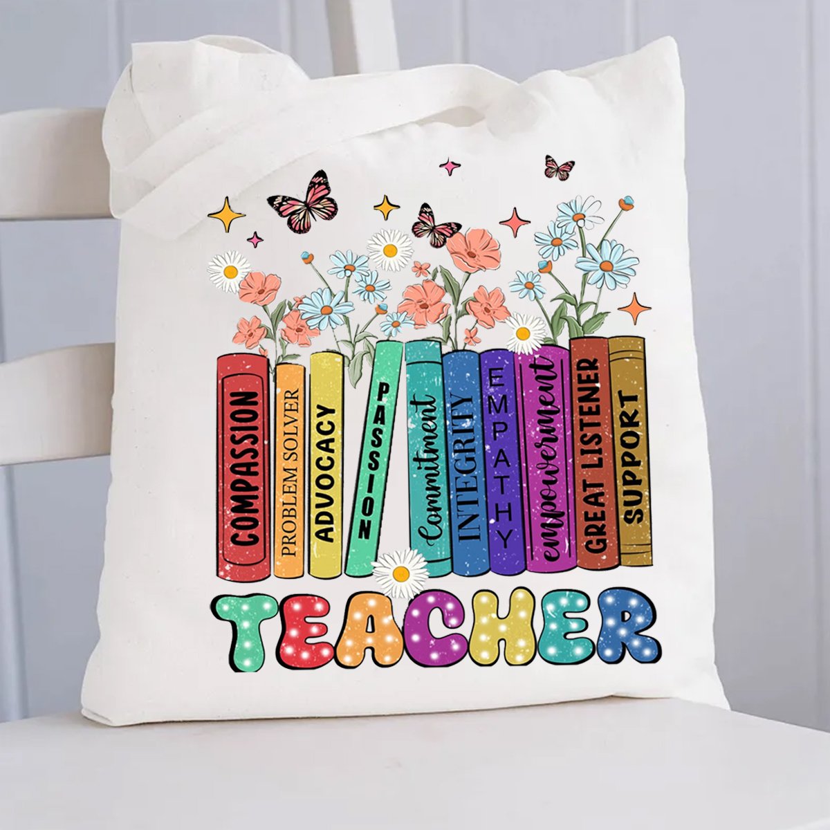 Teacher Book With Flowers Tote Bag