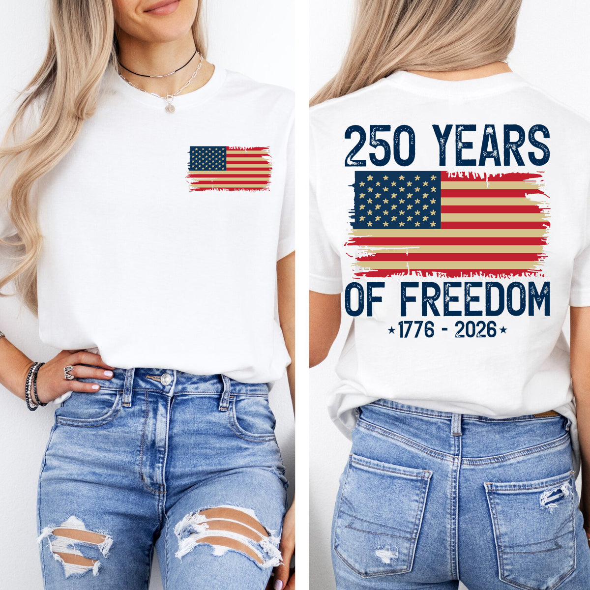 250 Years Of Freedom Double Printed T-shirt