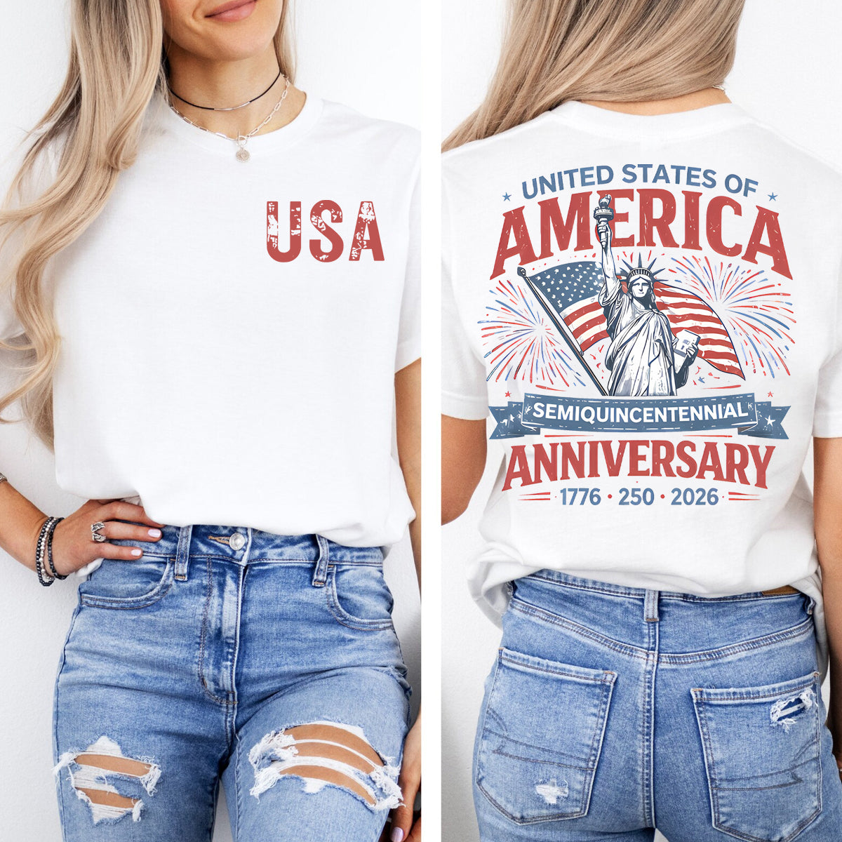 United States Of America Double Printed T-shirt