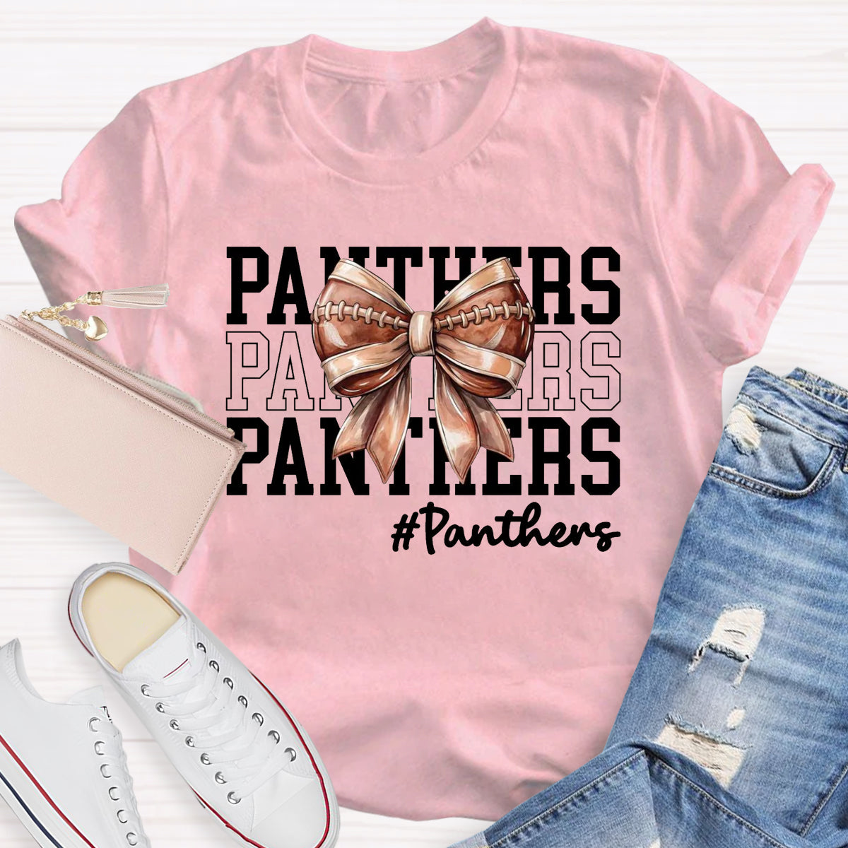 Cheer Mascot Panthers Bow T-Shirt
