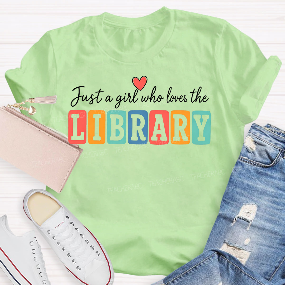 Just A Girl Who Loves The Library Colorful Block T-shirt