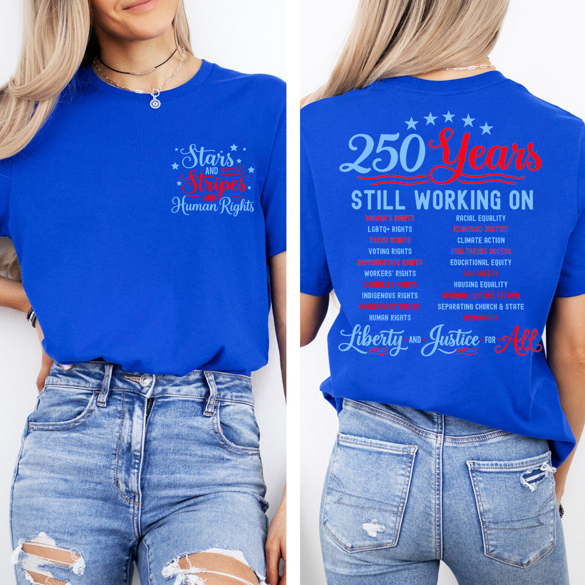 Stars And Stripes And Human Rights Double Printed T-shirt