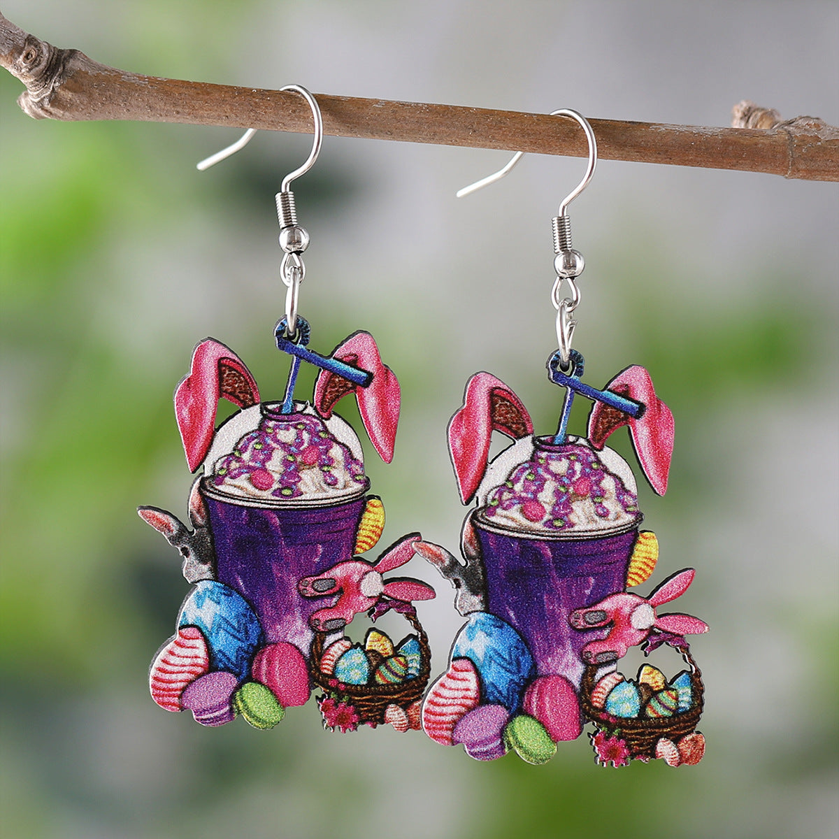 Easter Bunny Dwarf Carrot Easter Egg Heart Earrings
