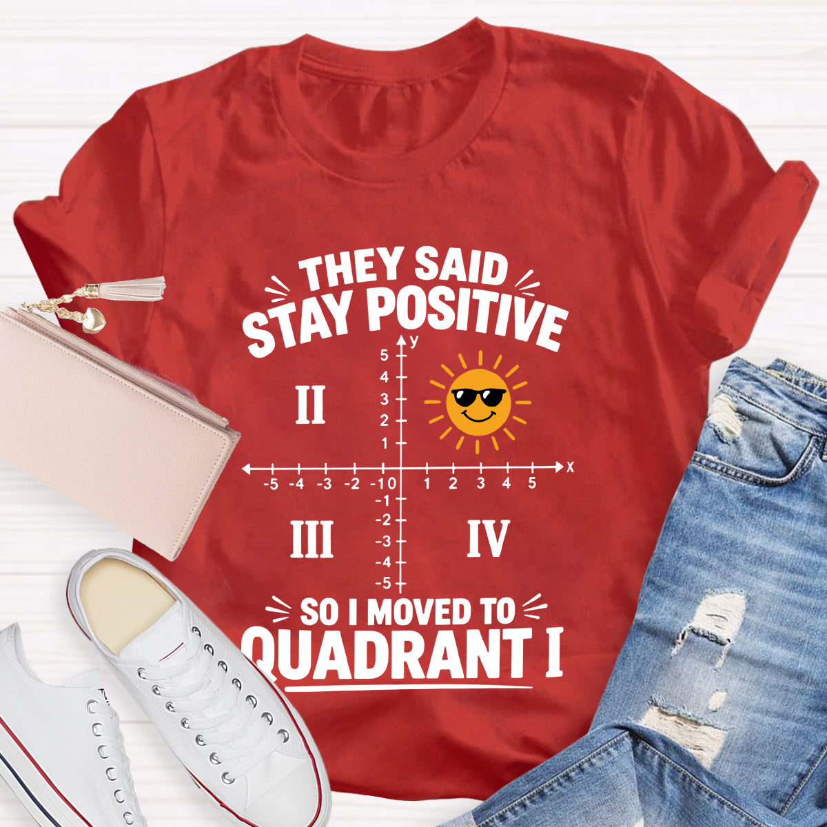 They Said Stay Positive So I Moved To Quadrant Math Teacher T-shirt