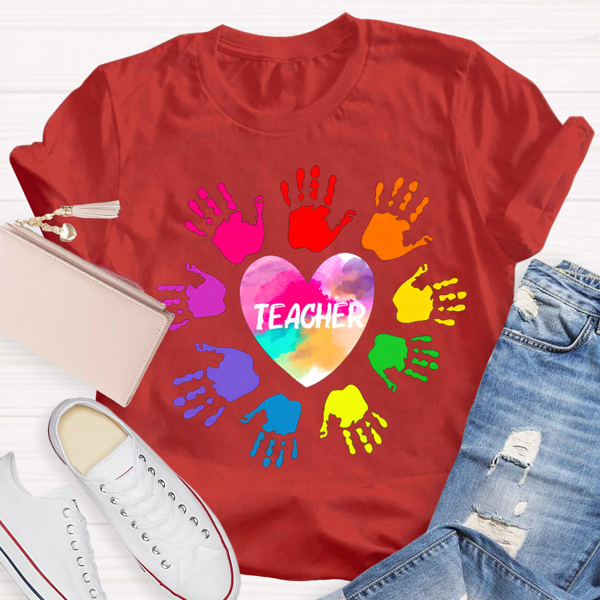 Colorful Hands Teacher T-Shirt