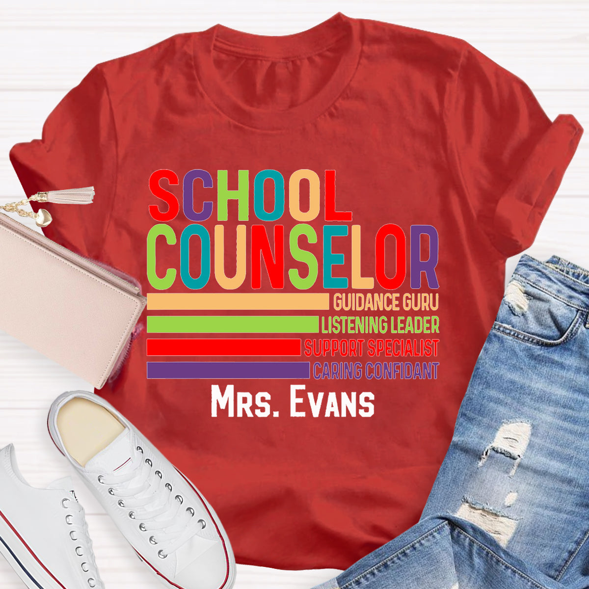 Personalized Name School Counselor Guidance Gure Listening Leader Support Specialist T-shirt