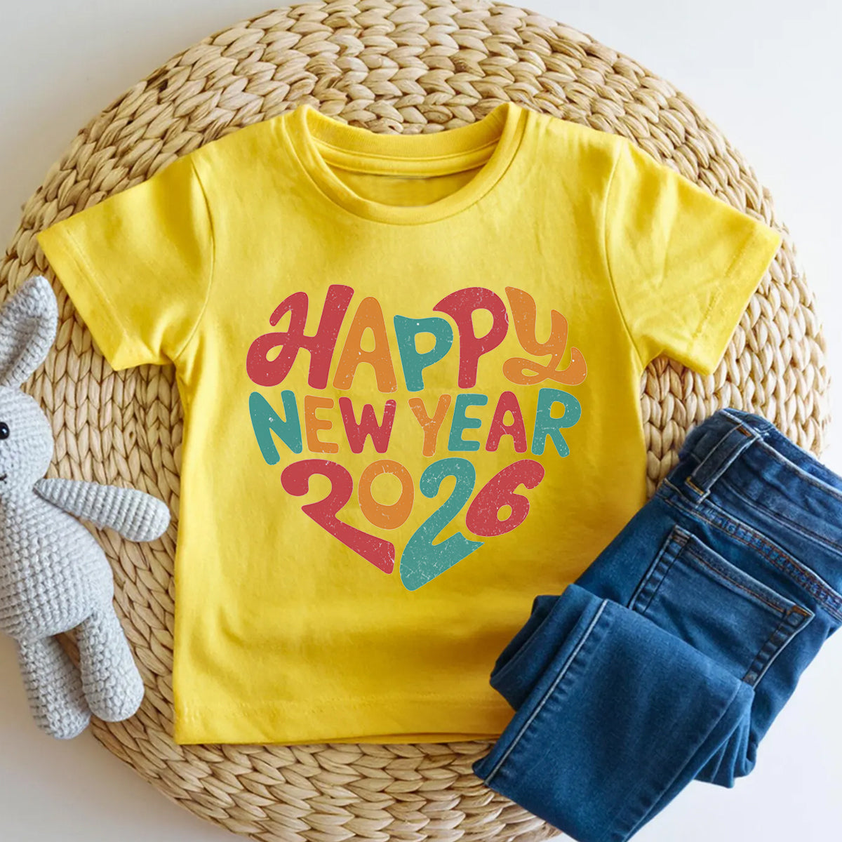 Happy New Year 2026 Merry Christmas Colored Fonts Toddler T-shirts