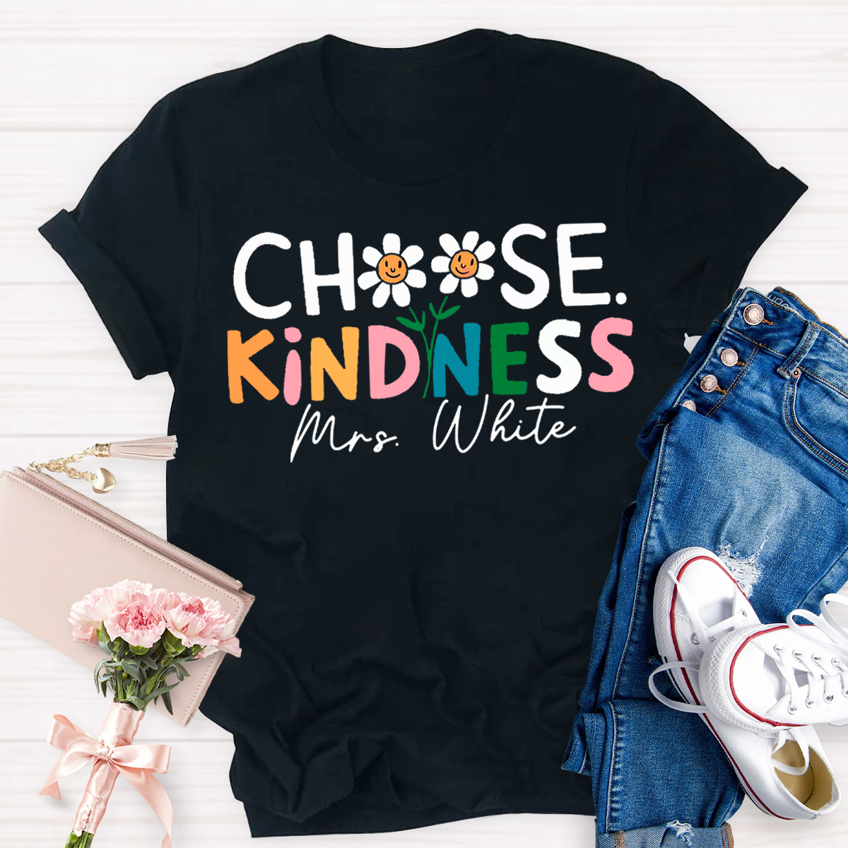 Personalized Your Name Teacher Choose Kindness T-Shirt