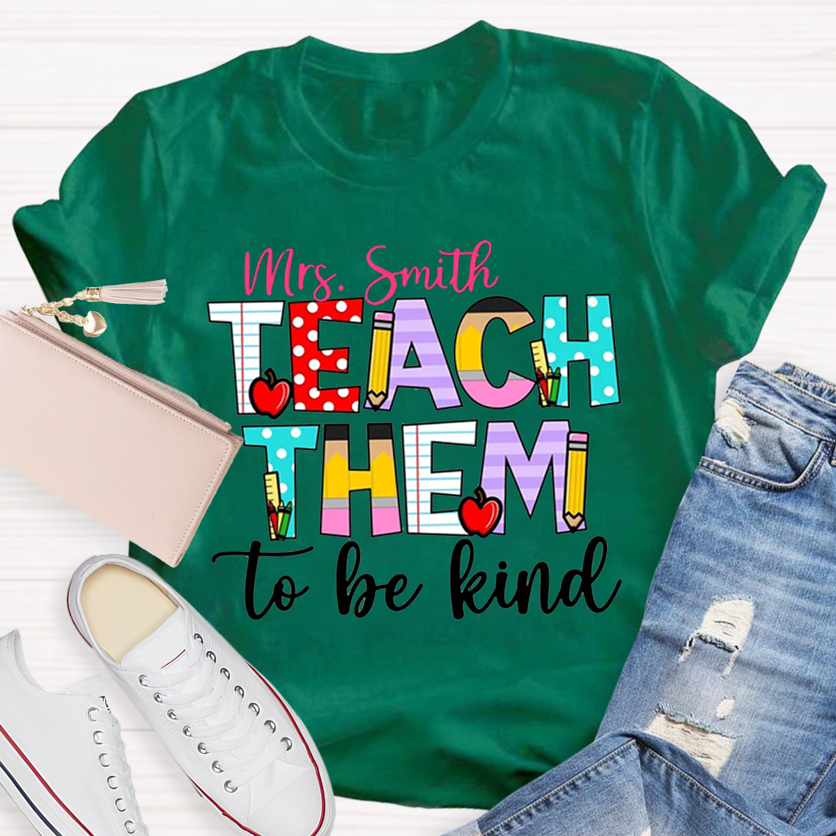Personalized Name Teach Them To Be Kind Shirt