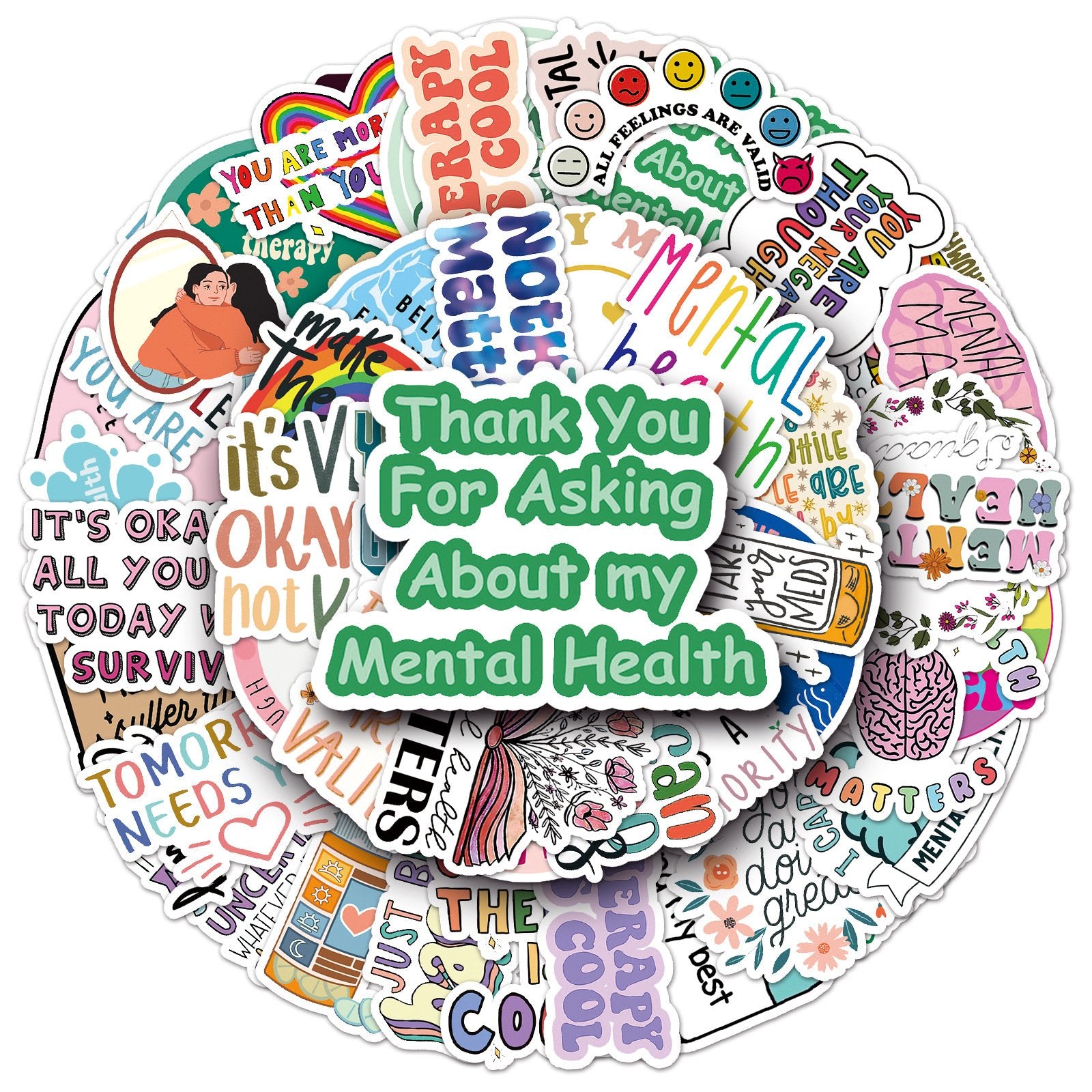 50 Mental Health Doodle Stickers