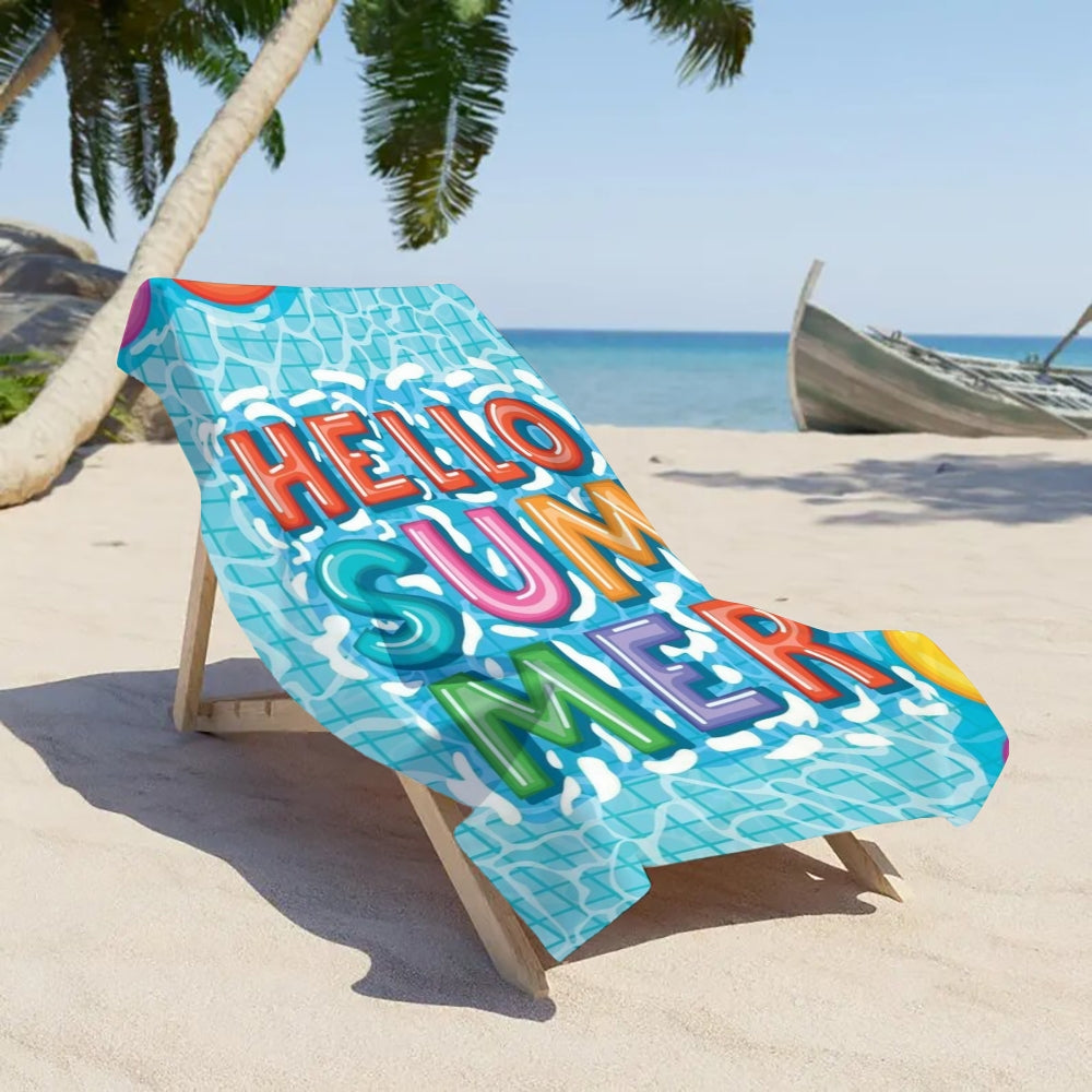 Hello Summer Blue Vibes Beach Towel