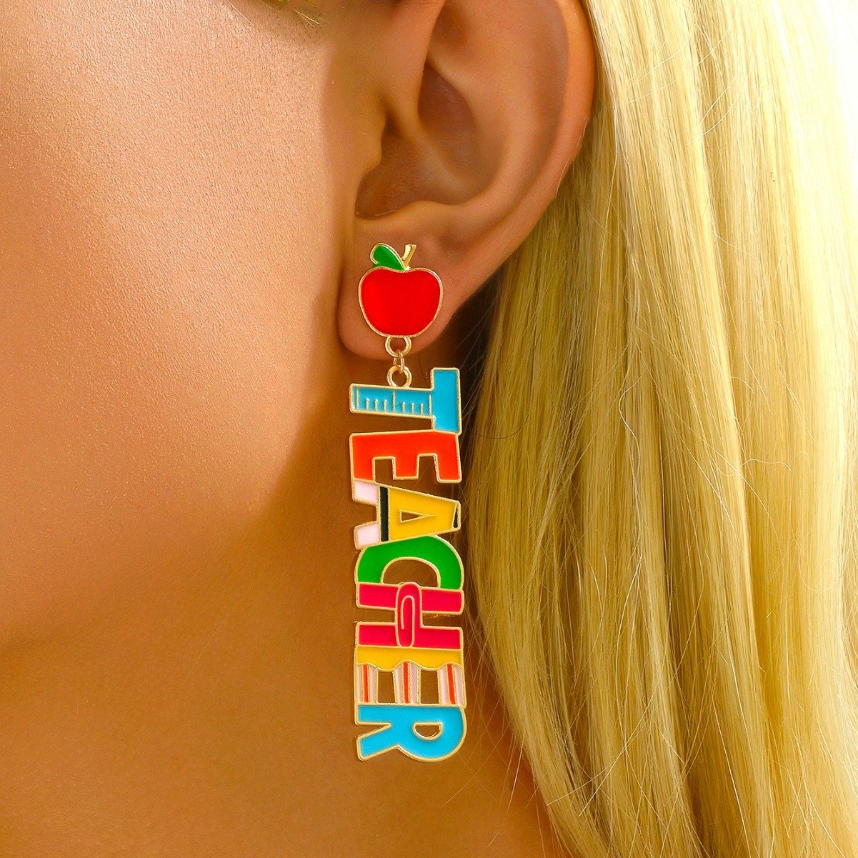 Metal Drop Oil Campus Style Teacher Earrings