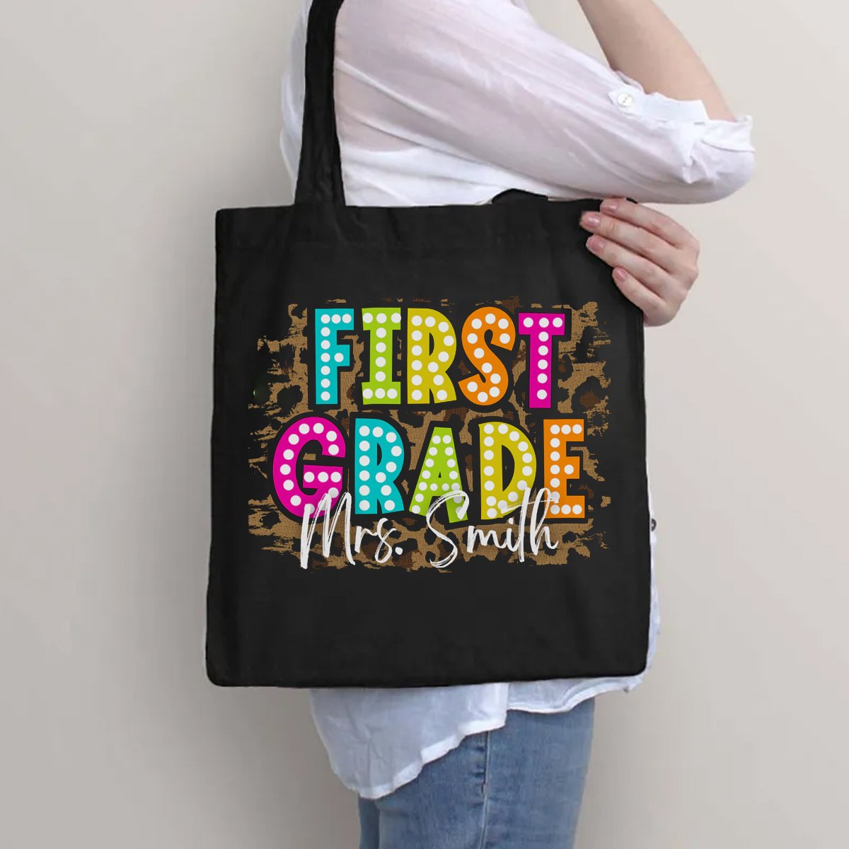 Personalized Grade And Name Shopping Tote Bag