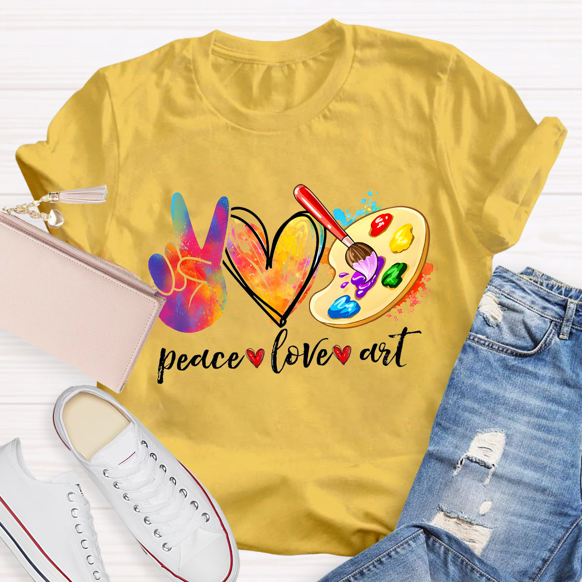 Peace Love Art Teacher T-Shirt