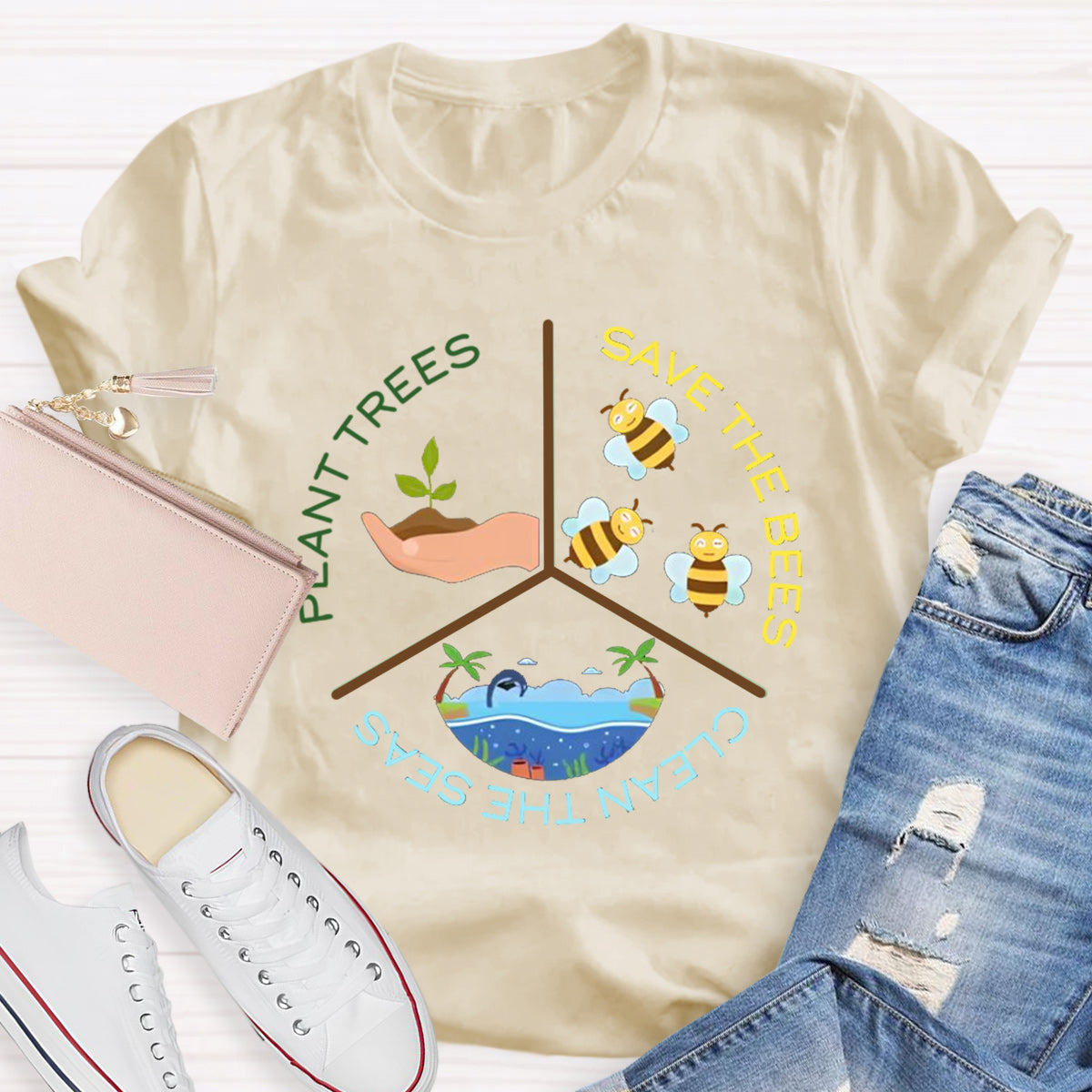 Save The Bees Plant Trees Teacher T-Shirt