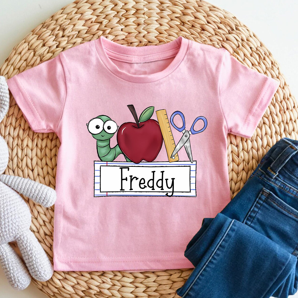 Personalized Name Apples Scissors And Little Learners Toddler T-shirts