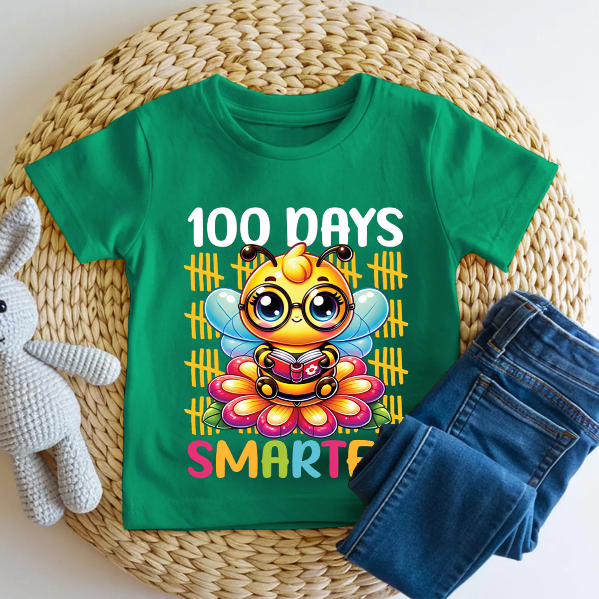 100 Days Smarter Little Bee Print Toddler T-shirts